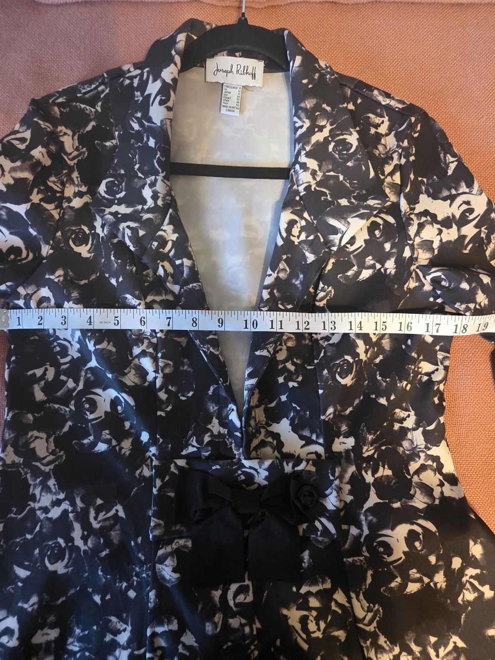 RIBKOFF Black & Blush Floral Fit-and-Flare Jacket with Bow - Picture 8 of 16